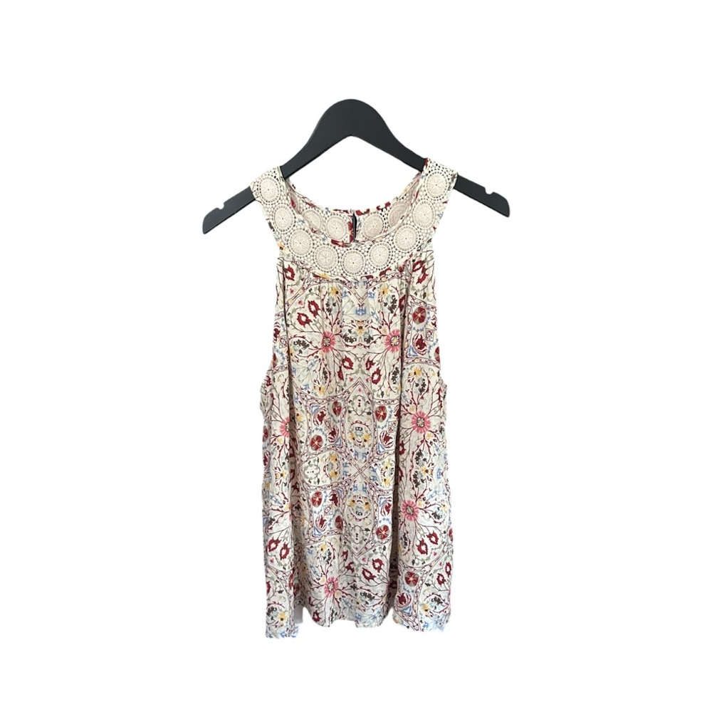 Pale Sky Stitch Fix Charlotte Crochet Detail Top in Off-White Floral Boho XL NWT